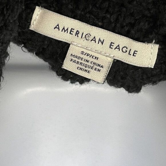 American Eagle Cable Knit Balloon Sleeve Chunky Mock Neck Sweater Top - Picture 9 of 10